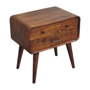 Avora Bedside Table | Solid Mango Wood | Chestnut Finish | 3 Drawers