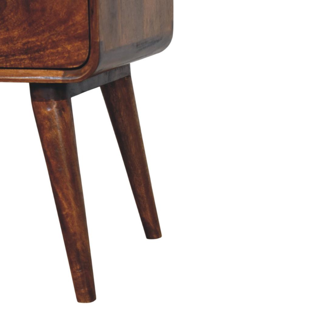 Avora Bedside Table | Solid Mango Wood | Chestnut Finish | 3 Drawers