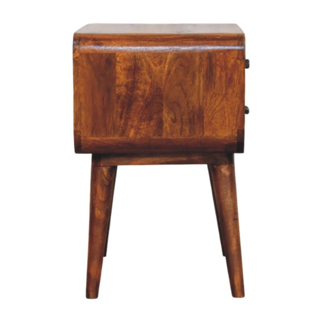 Avora Bedside Table | Solid Mango Wood | Chestnut Finish | 3 Drawers