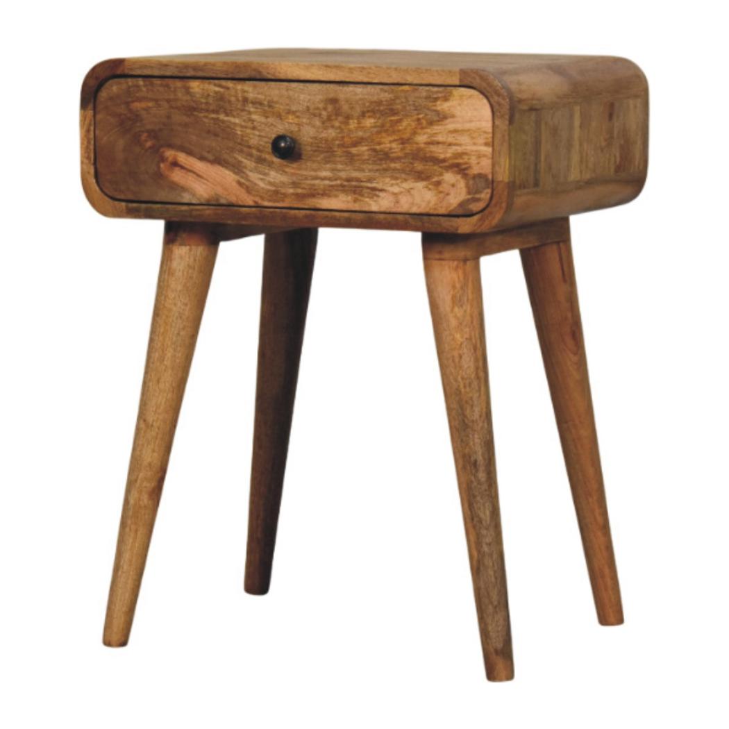 Avora Bedside Table | Solid Mango Wood | Oak-ish Finish | 1 Drawer