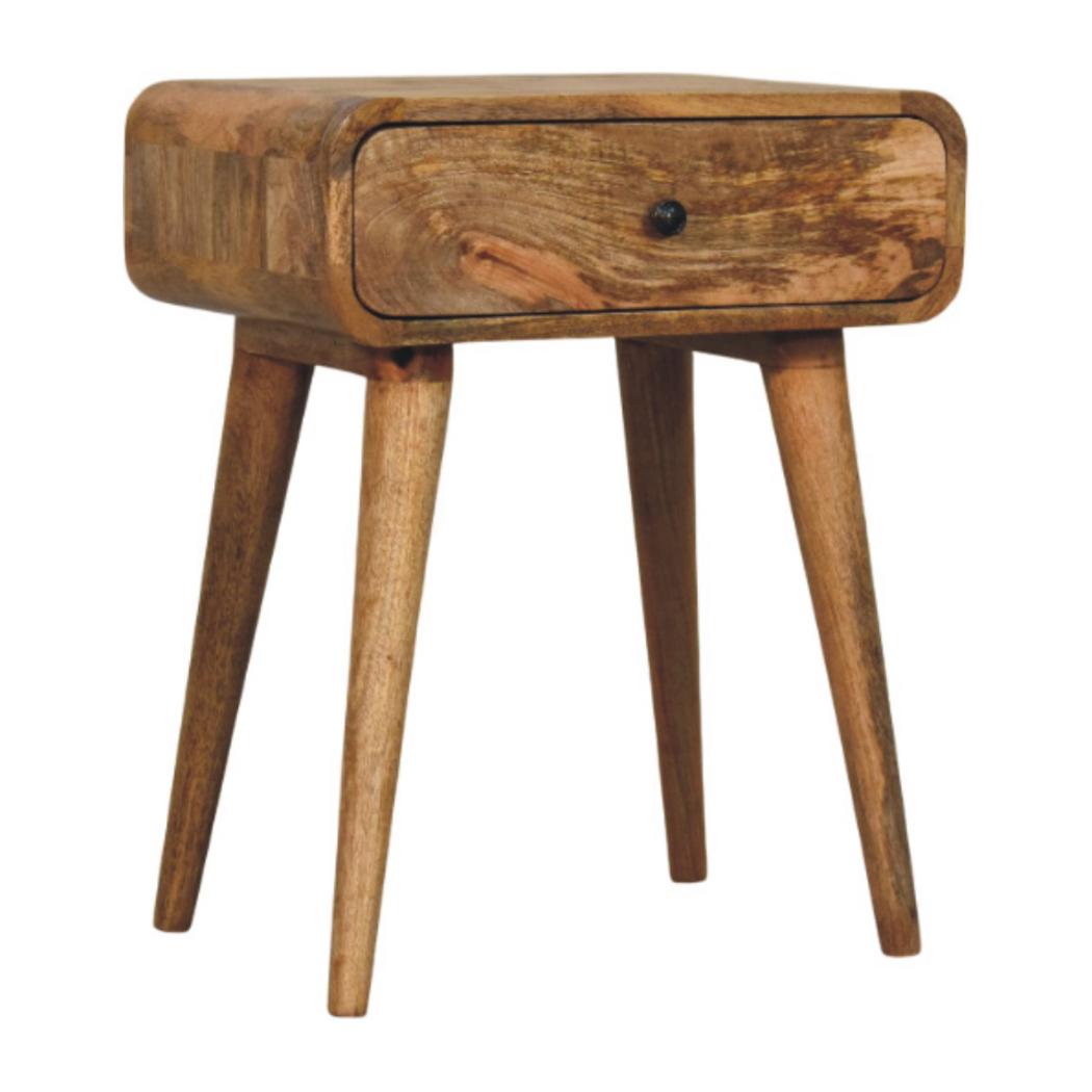 Avora Bedside Table | Solid Mango Wood | Oak-ish Finish | 1 Drawer