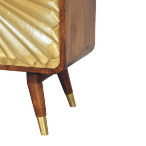 Avora Brass-Embossed Cabinet | Solid Mango Wood | Chestnut Finish | 2 Doors