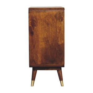 Avora Brass-Embossed Cabinet | Solid Mango Wood | Chestnut Finish | 2 Doors