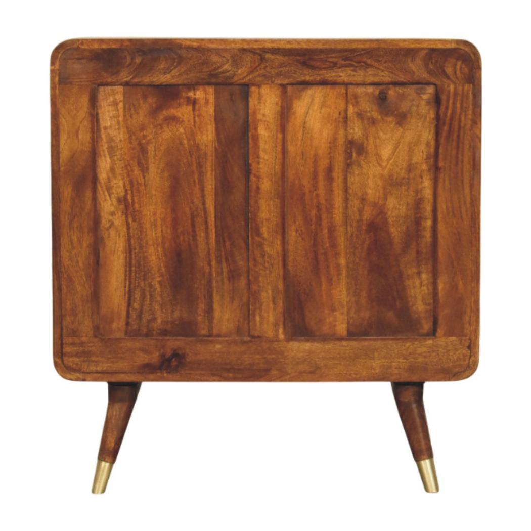 Avora Brass-Embossed Cabinet | Solid Mango Wood | Chestnut Finish | 2 Doors