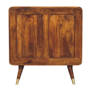 Avora Brass-Embossed Cabinet | Solid Mango Wood | Chestnut Finish | 2 Doors