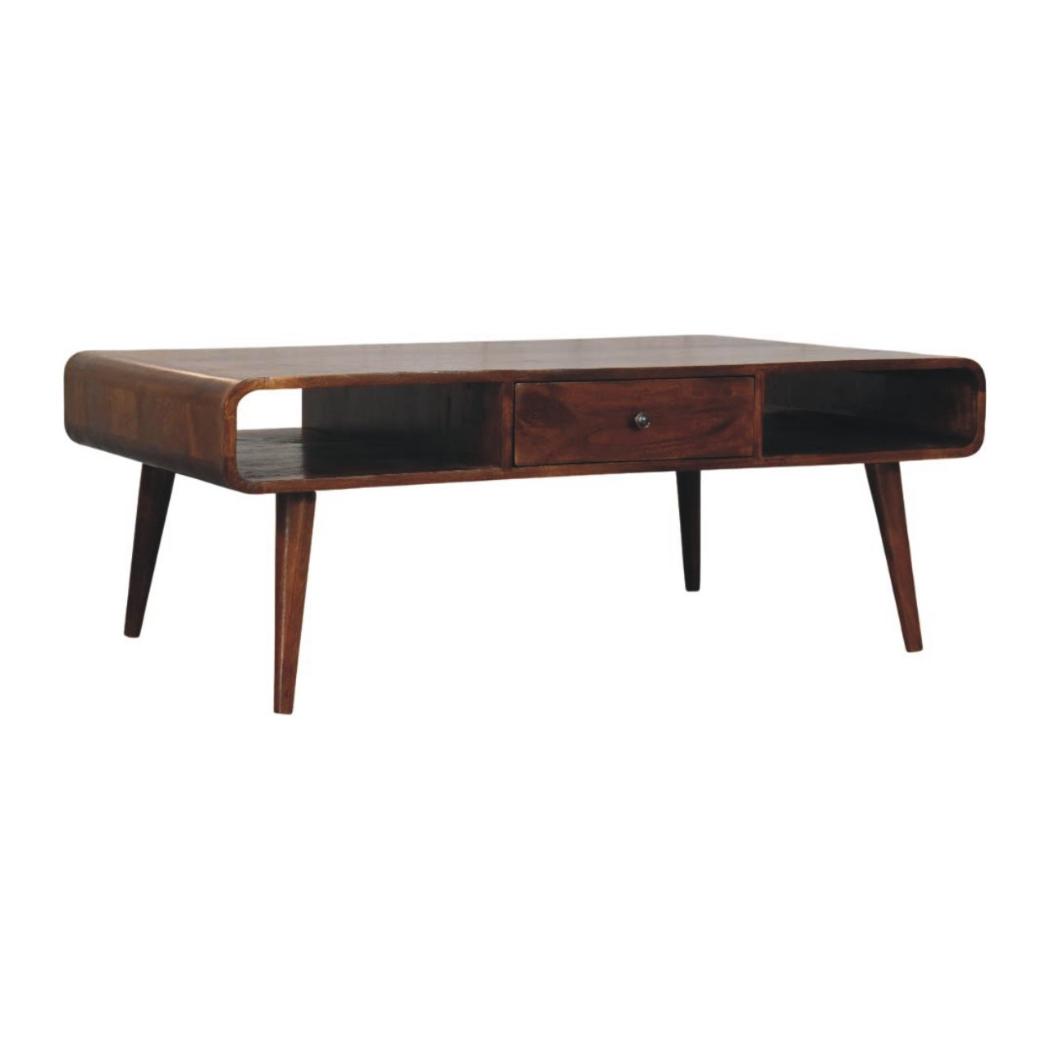 Avora Coffee Table | Solid Mango Wood | Chestnut Finish | 2 Drawers