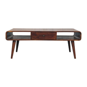 Avora Coffee Table | Solid Mango Wood | Chestnut Finish | 2 Drawers