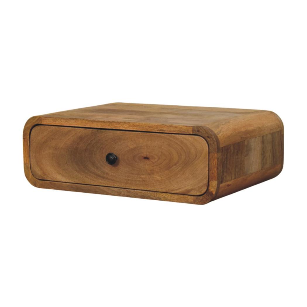 Avora Floating Bedside | Solid Mango Wood | Oak-Inspired Finish | 1 Drawer
