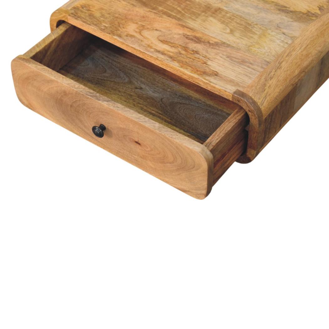 Avora Floating Bedside | Solid Mango Wood | Oak-Inspired Finish | 1 Drawer