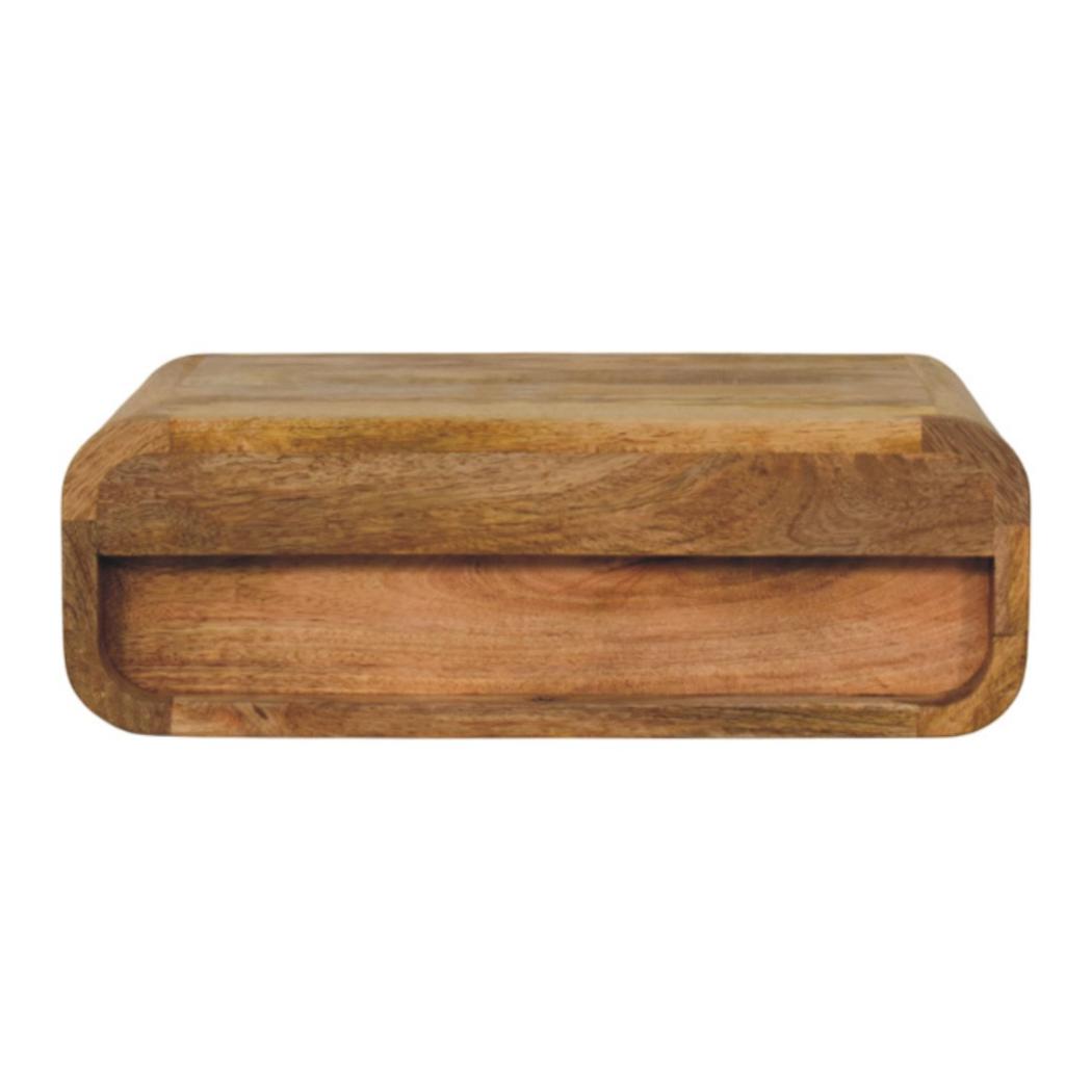 Avora Floating Bedside | Solid Mango Wood | Oak-Inspired Finish | 1 Drawer