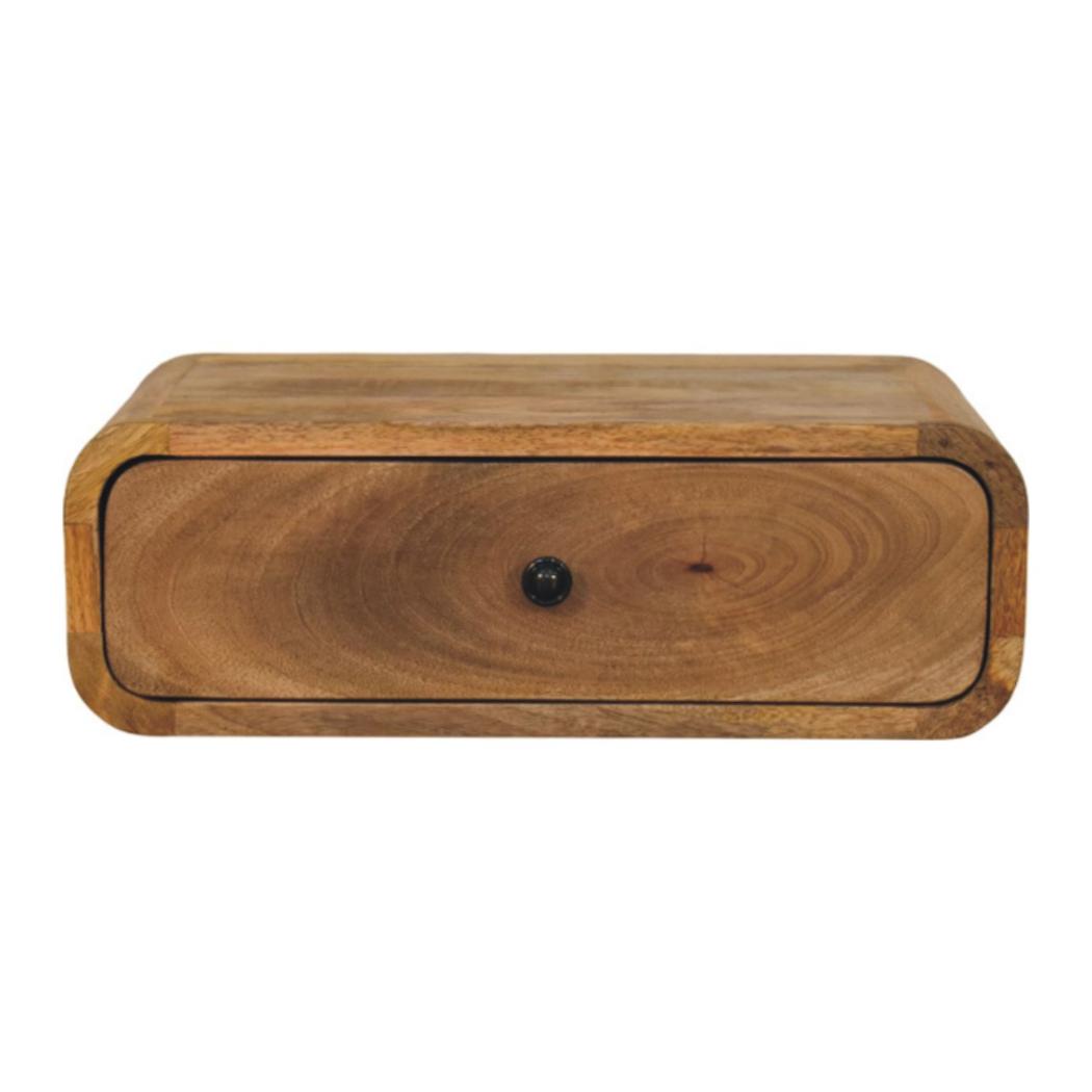 Avora Floating Bedside | Solid Mango Wood | Oak-Inspired Finish | 1 Drawer