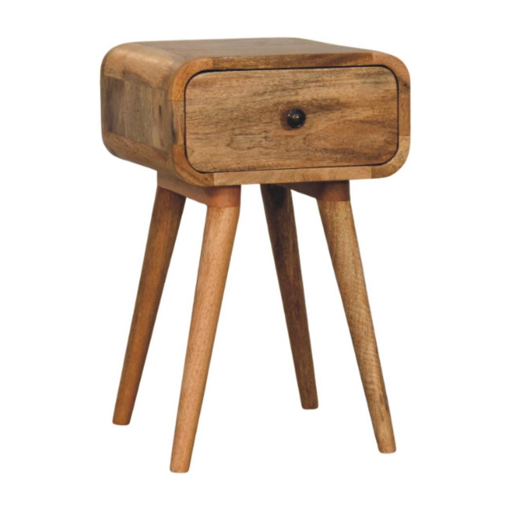Avora Mini Bedside Table | Solid Mango Wood | Oak-ish Finish | 1 Drawer