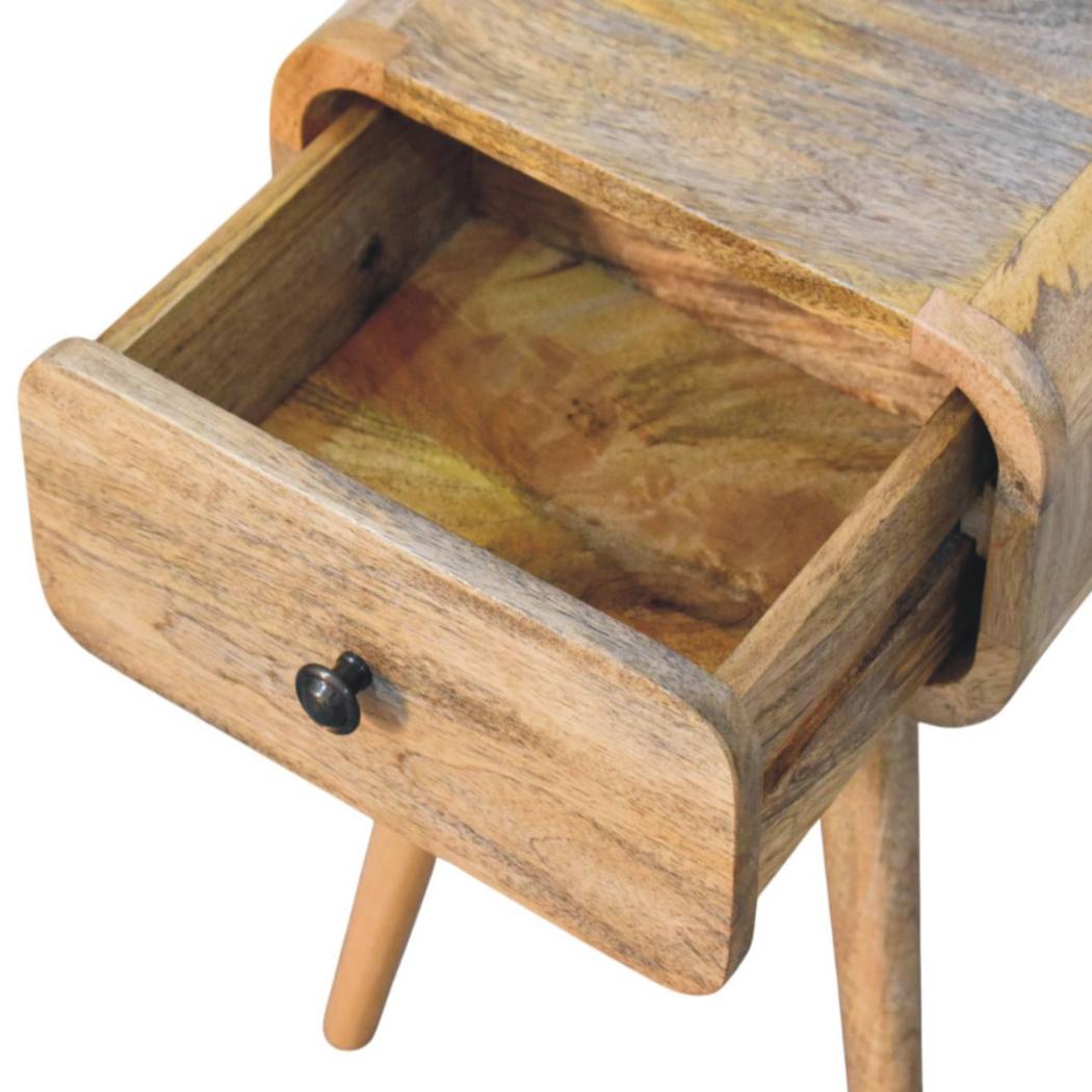 Avora Mini Bedside Table | Solid Mango Wood | Oak-ish Finish | 1 Drawer
