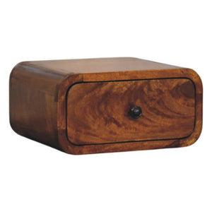 Avora Mini Wall Bedside Table | Solid Mango Wood | Chestnut Finish | 1 Drawer