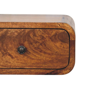 Avora Mini Wall Bedside Table | Solid Mango Wood | Chestnut Finish | 1 Drawer