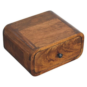 Avora Mini Wall Bedside Table | Solid Mango Wood | Chestnut Finish | 1 Drawer