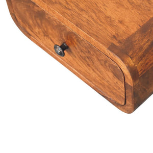Avora Mini Wall Bedside Table | Solid Mango Wood | Chestnut Finish | 1 Drawer