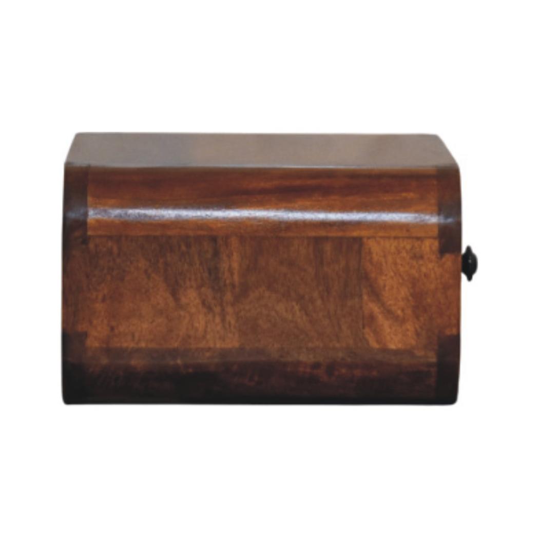 Avora Mini Wall Bedside Table | Solid Mango Wood | Chestnut Finish | 1 Drawer