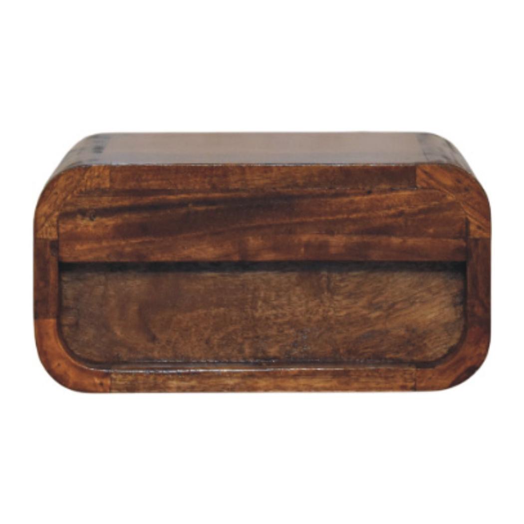 Avora Mini Wall Bedside Table | Solid Mango Wood | Chestnut Finish | 1 Drawer