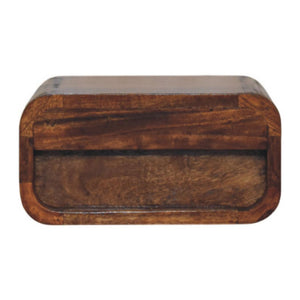 Avora Mini Wall Bedside Table | Solid Mango Wood | Chestnut Finish | 1 Drawer