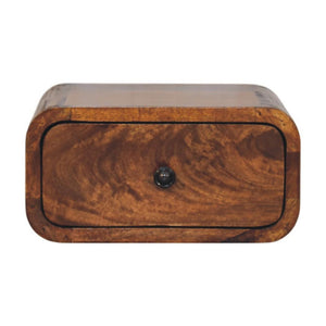 Avora Mini Wall Bedside Table | Solid Mango Wood | Chestnut Finish | 1 Drawer