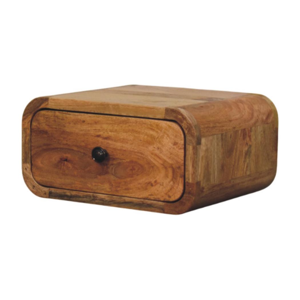 Avora Mini Wall Bedside Table | Solid Mango Wood | Oak-ish Finish | 1 Drawer