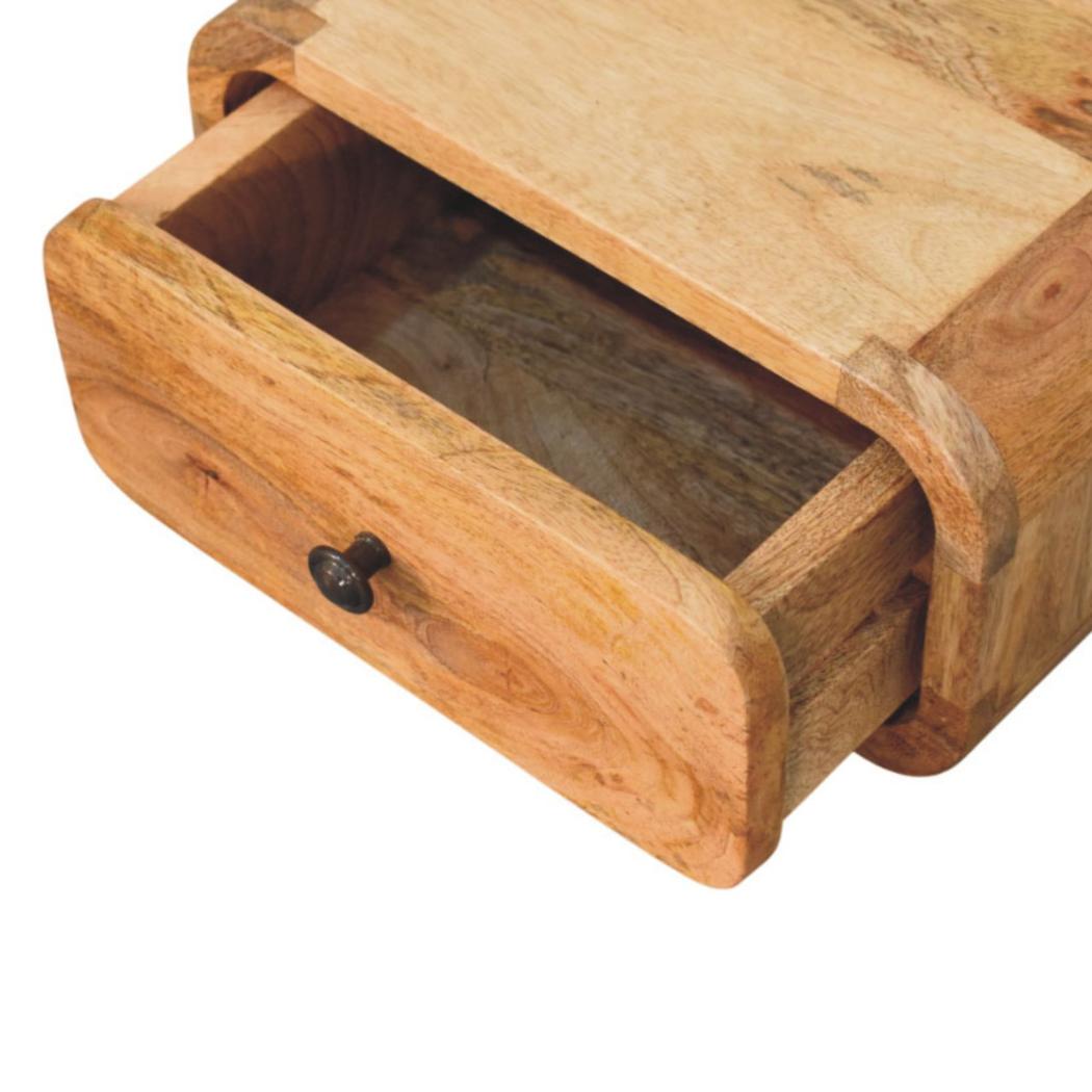 Avora Mini Wall Bedside Table | Solid Mango Wood | Oak-ish Finish | 1 Drawer