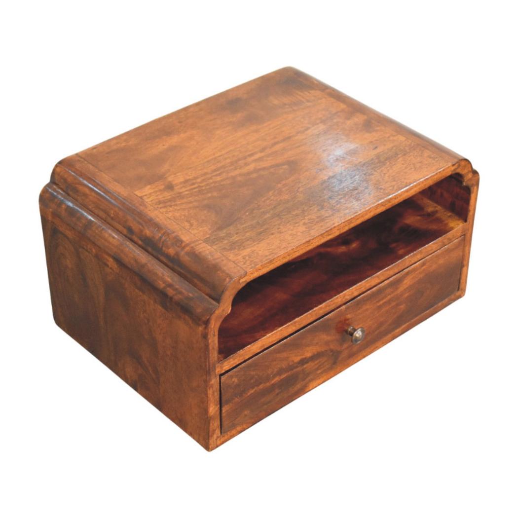 Avora Wall-Mounted Bedside Table | Solid Mango Wood | Chestnut Finish | Floating Nightstand
