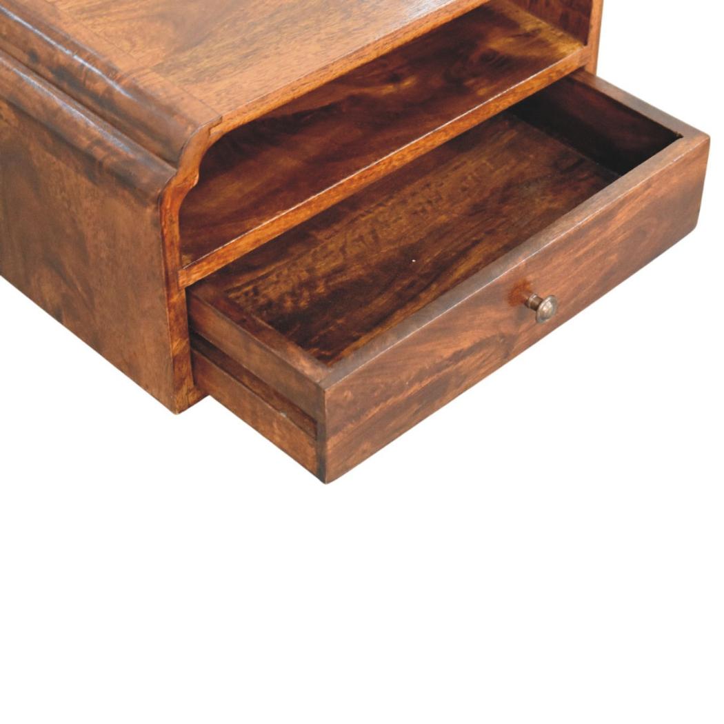 Avora Wall-Mounted Bedside Table | Solid Mango Wood | Chestnut Finish | Floating Nightstand