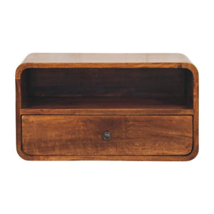 Avora Wall-Mounted Bedside Table | Solid Mango Wood | Chestnut Finish