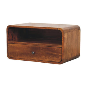 Avora Wall-Mounted Bedside Table | Solid Mango Wood | Chestnut Finish