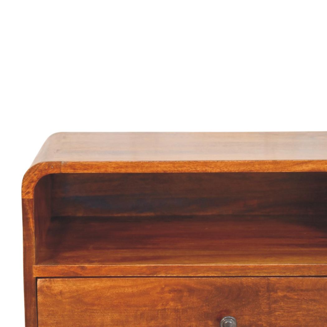 Avora Wall-Mounted Bedside Table | Solid Mango Wood | Chestnut Finish