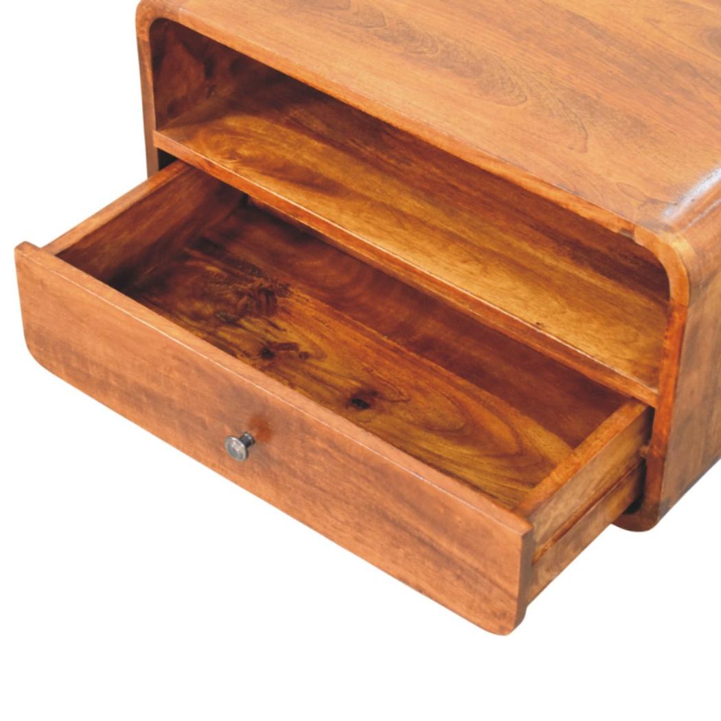 Avora Wall-Mounted Bedside Table | Solid Mango Wood | Chestnut Finish