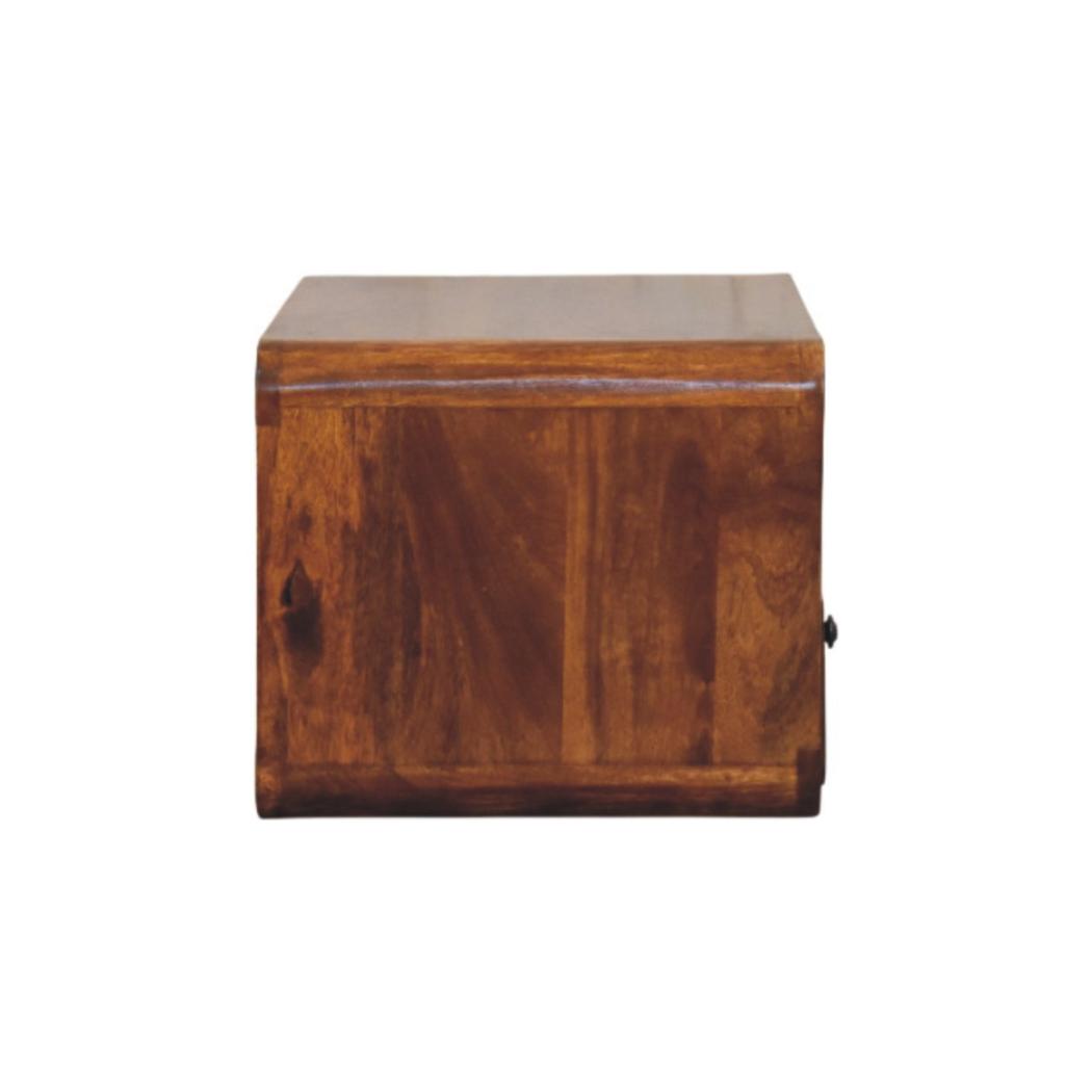 Avora Wall-Mounted Bedside Table | Solid Mango Wood | Chestnut Finish