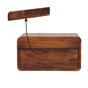 Avora Wall-Mounted Bedside Table | Solid Mango Wood | Chestnut Finish