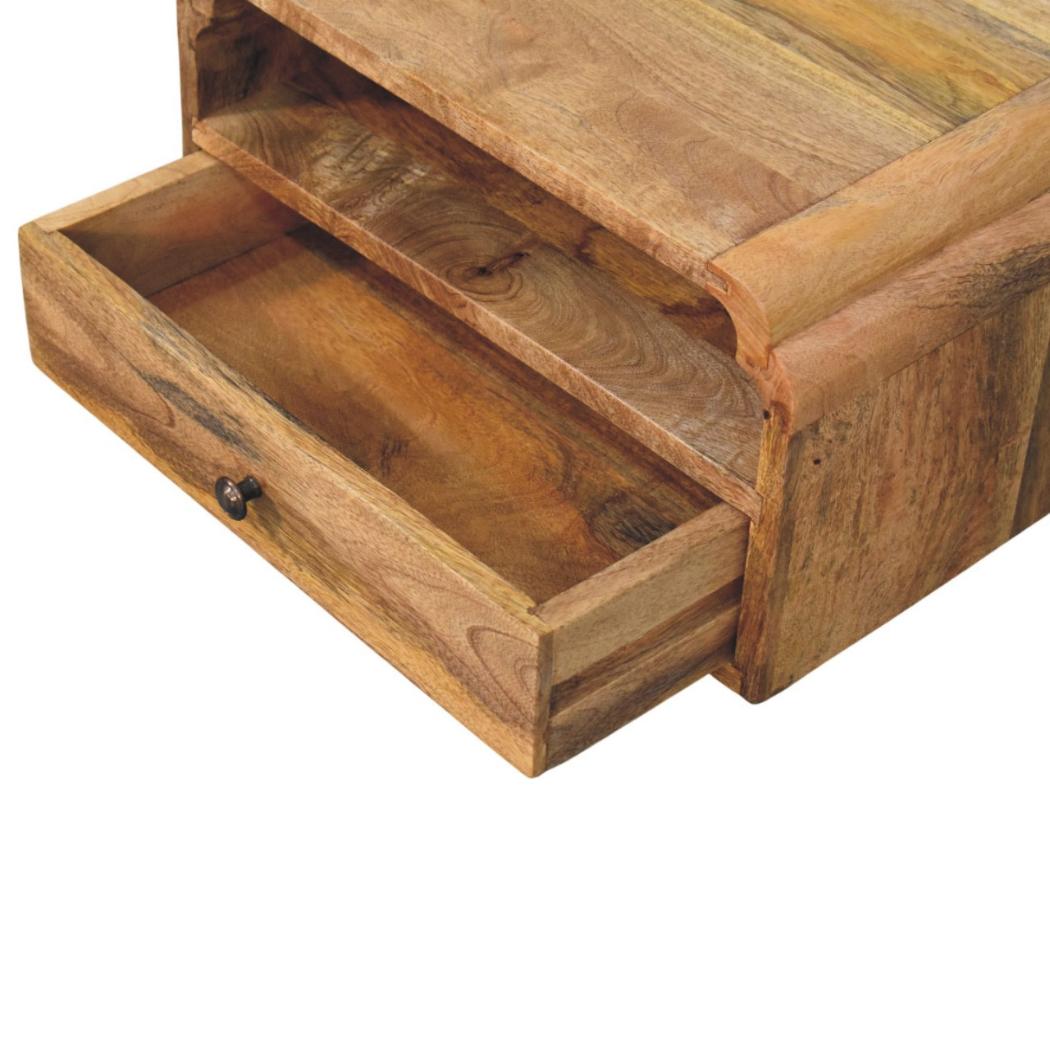 Avora Wall-Mounted Bedside Table | Solid Mango Wood | Natural Finish | Floating Nightstand