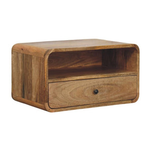 Avora Wall-Mounted Bedside Table | Solid Mango Wood | Oak-ish Finish