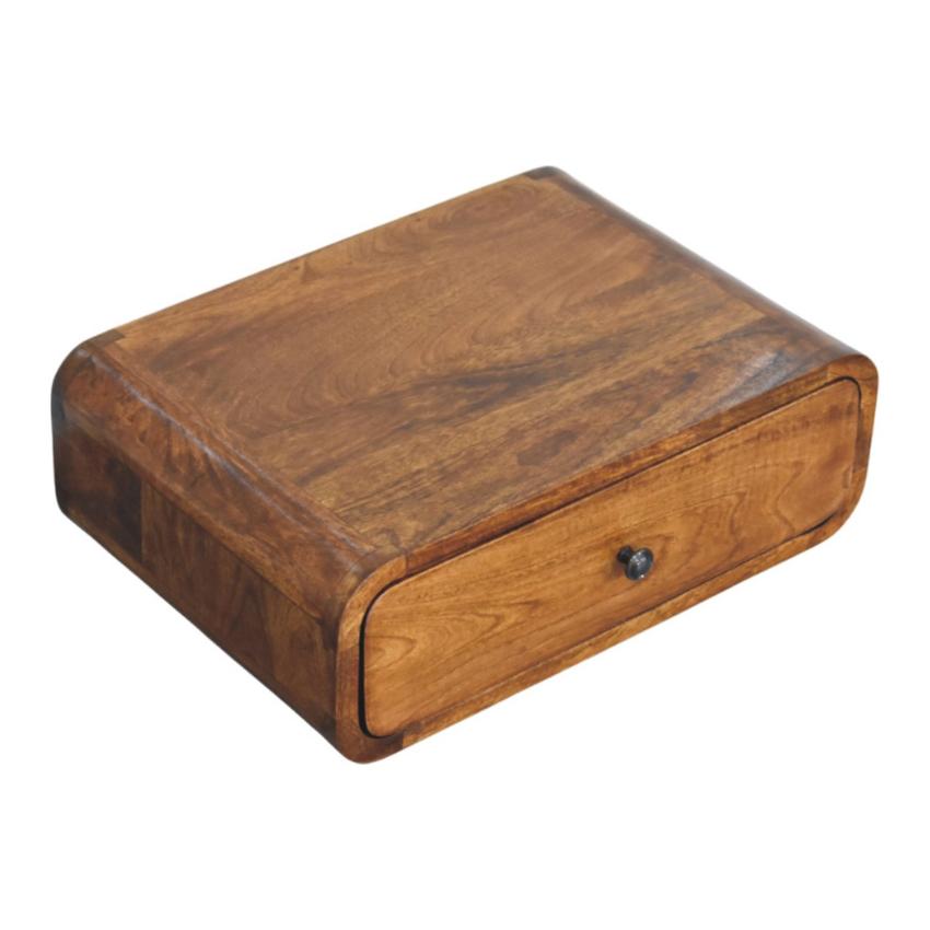 Avora Wall-Mounted Nightstand | Honey Caramel Finish | 1 Drawer Floating Bedside