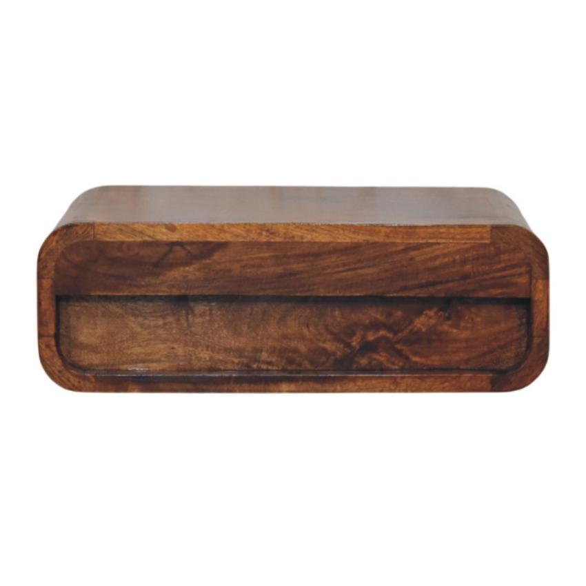 Avora Wall-Mounted Nightstand | Honey Caramel Finish | 1 Drawer Floating Bedside