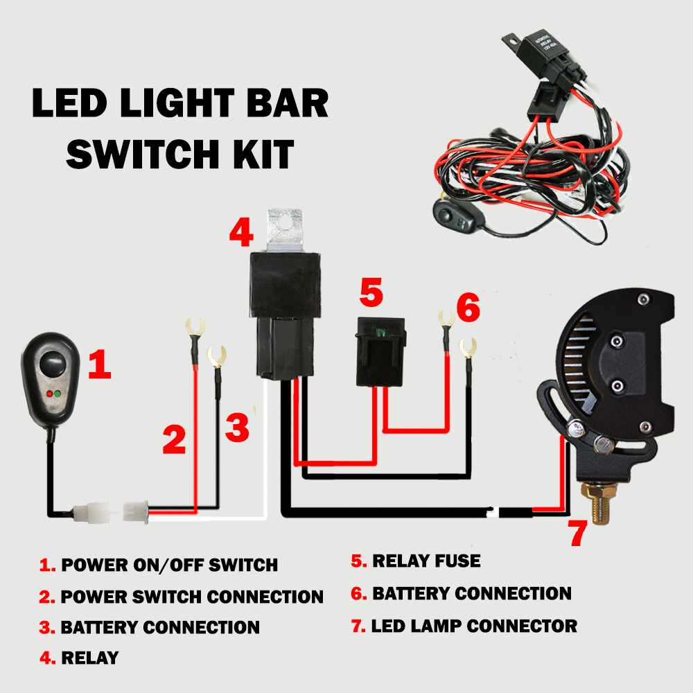 2-Way LED Universal Driving Light Wiring Loom Harness | 12V 24V | 40A Relay Switch