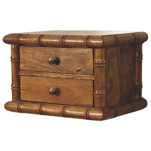 Bamboo Bedside Table | Compact Storage | Amber Oak Finish