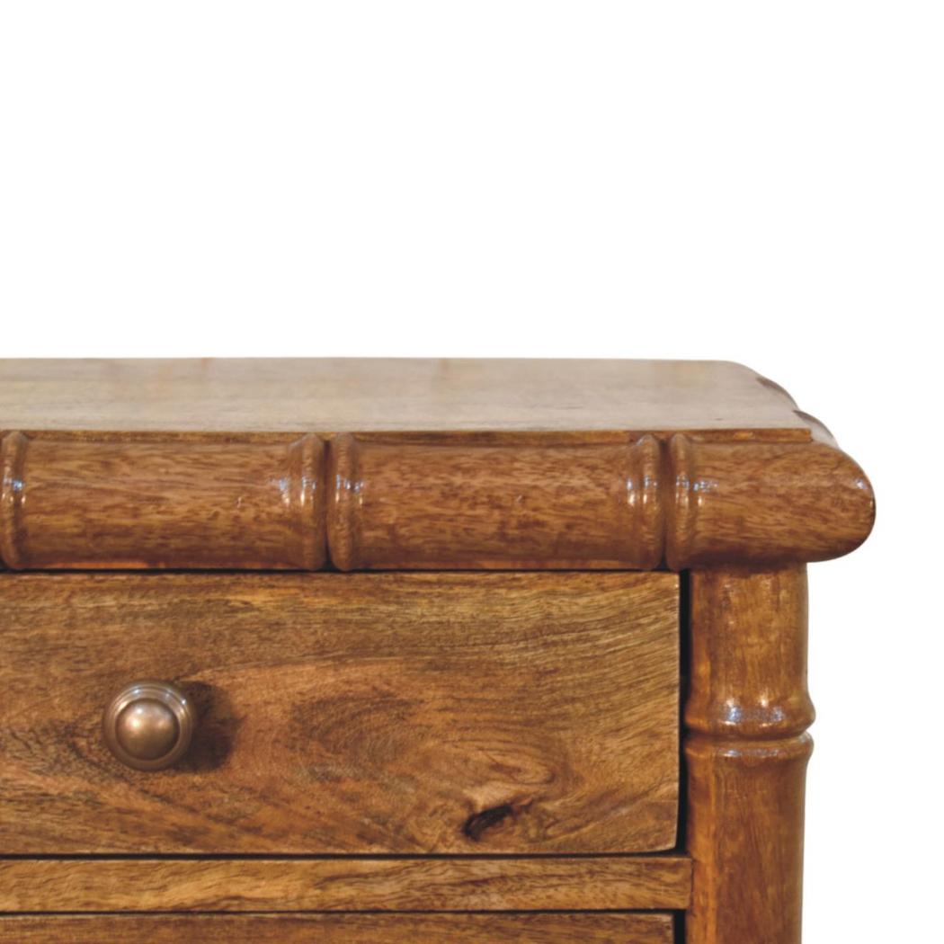 Bamboo Bedside Table | Compact Storage | Amber Oak Finish