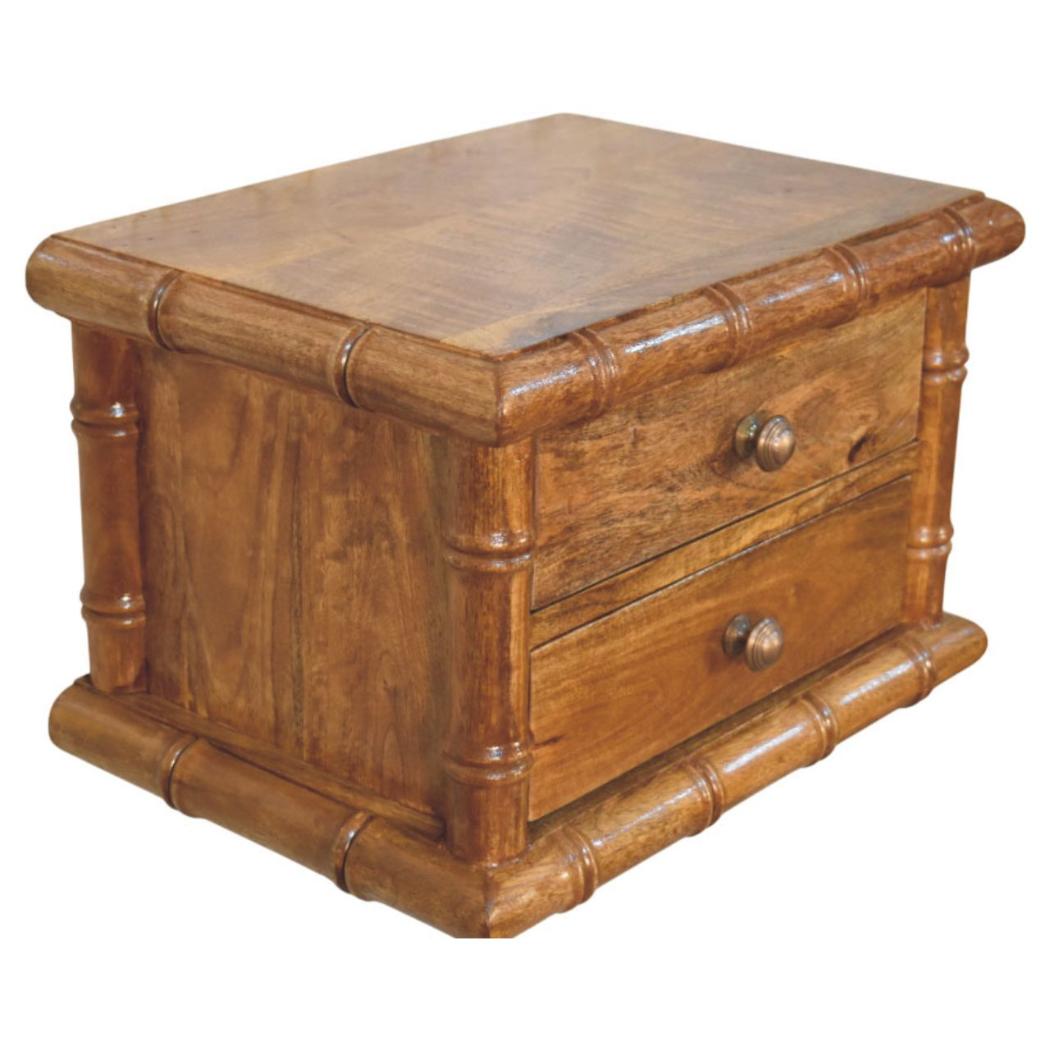 Bamboo Bedside Table | Compact Storage | Amber Oak Finish