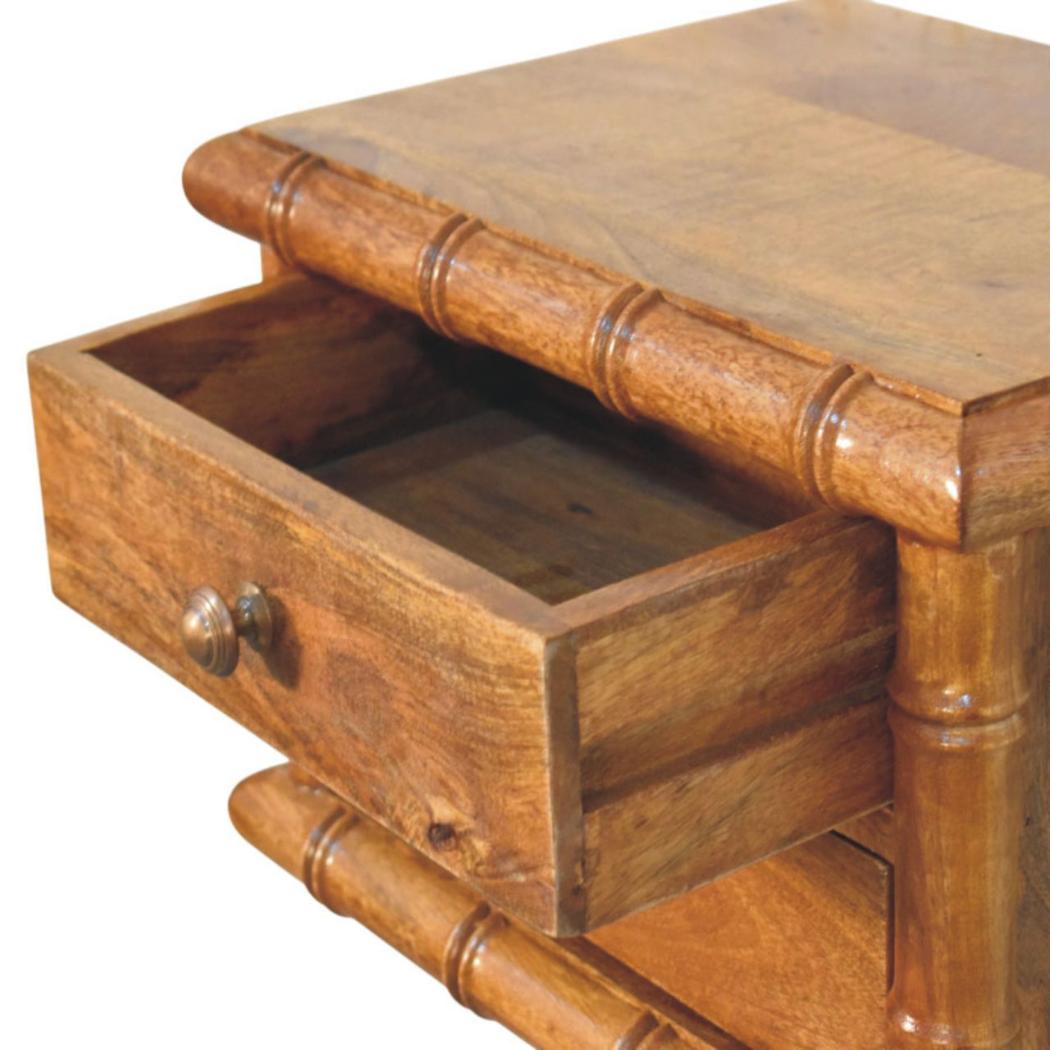 Bamboo Bedside Table | Compact Storage | Amber Oak Finish