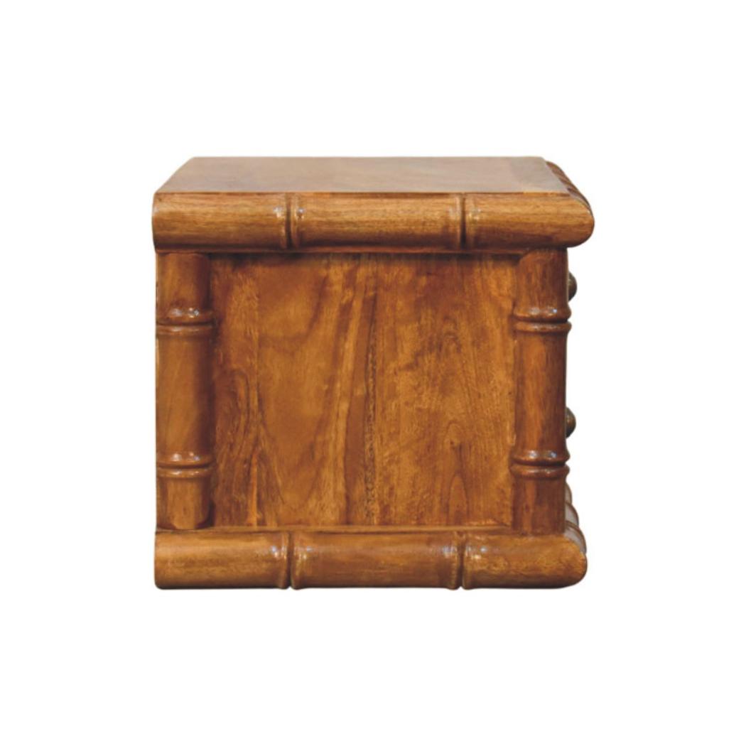 Bamboo Bedside Table | Compact Storage | Amber Oak Finish