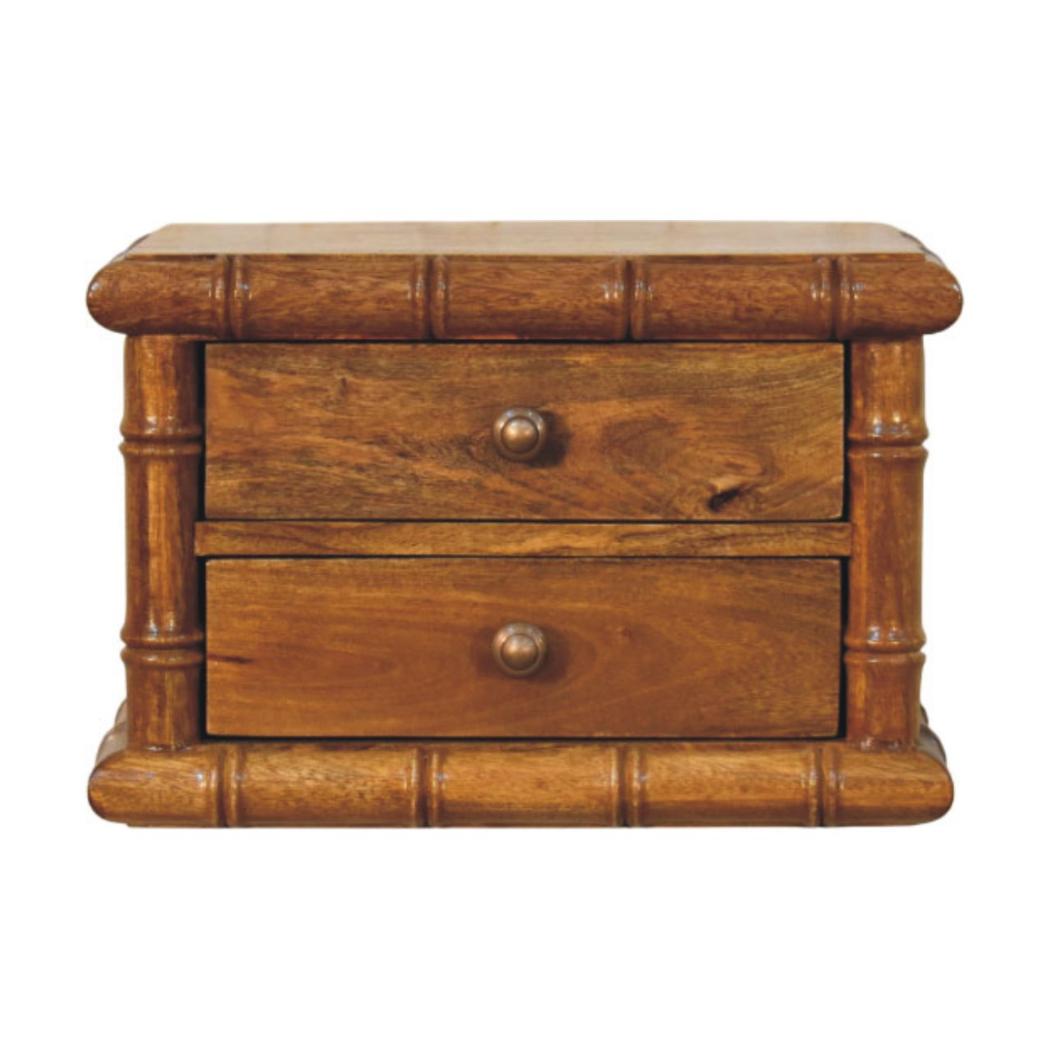Bamboo Bedside Table | Compact Storage | Amber Oak Finish