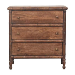 Bamboo Carved 3-Drawer Chest | Artisan Bedroom Storage