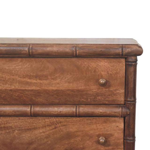 Bamboo Carved 3-Drawer Chest | Artisan Bedroom Storage