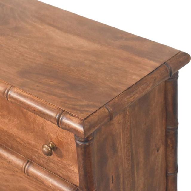 Bamboo Carved 3-Drawer Chest | Artisan Bedroom Storage