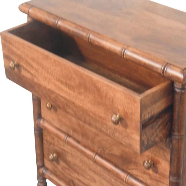 Bamboo Carved 3-Drawer Chest | Artisan Bedroom Storage